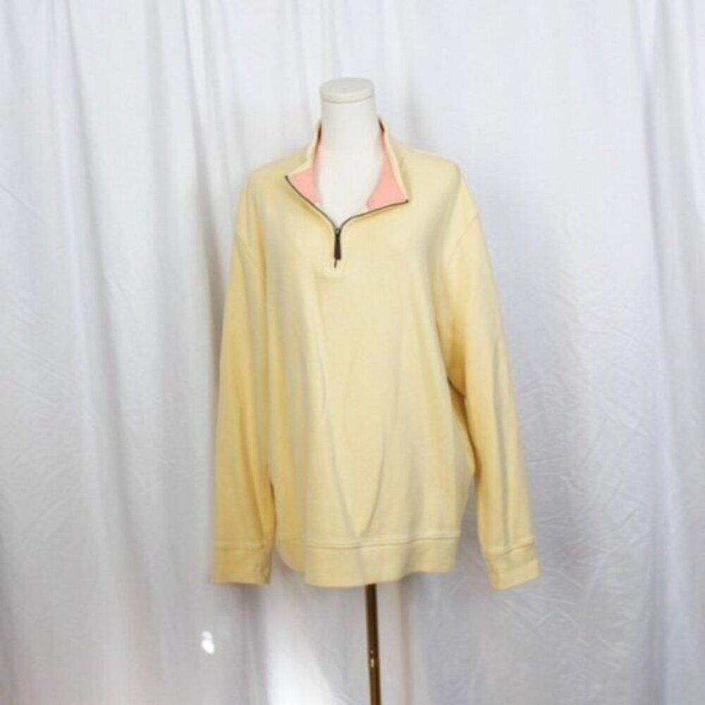 Land's End Men's Yellow Long Sleeve Quarter Zip Pullover Sweatshirt XL